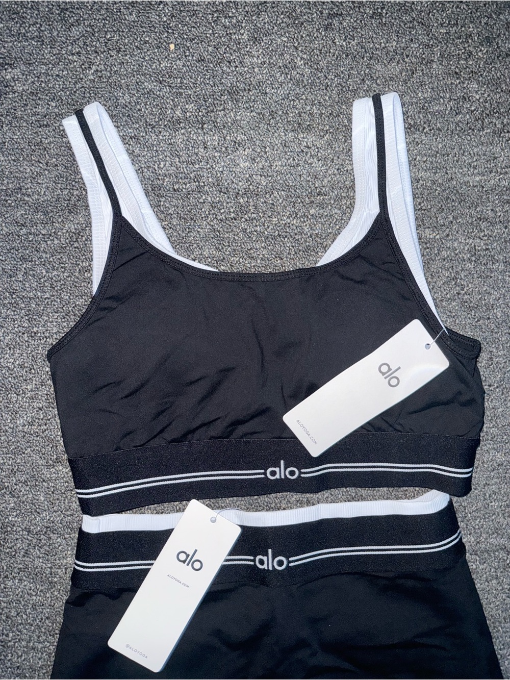 ALO Yoga Black & White better together Sports Bra and Skirt Set - Picture 2 of 4